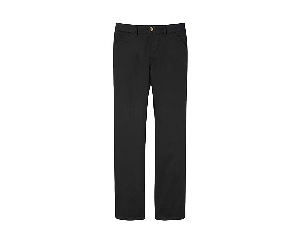 Black uniform material pants.